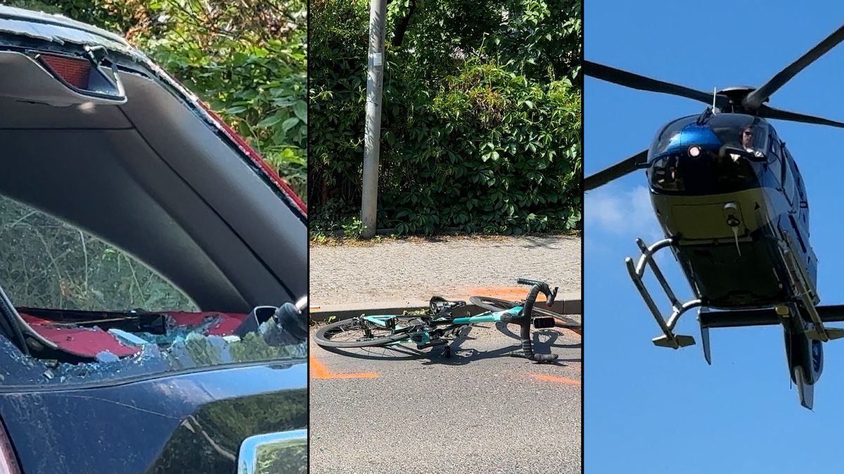 Cyklista u Prahy narazil zezadu do auta tak, že mu rozbil okno